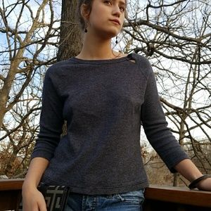 💜VntgTALBOTS Grey Wide Neck Top💜